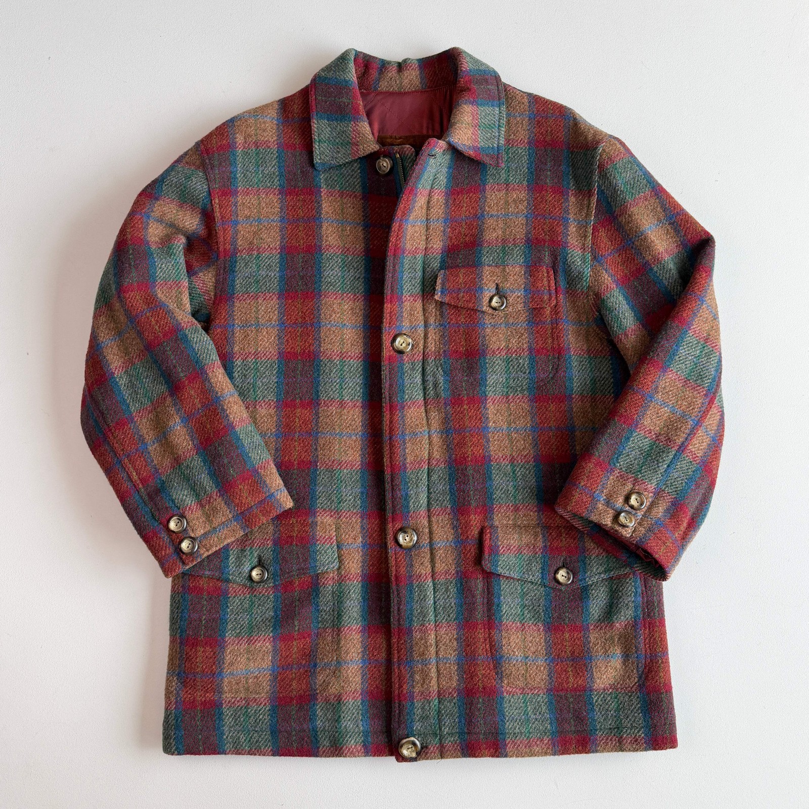 Paul Stuart (52IT / L) Plaid Wool Quilt Lined Hunting Chore Coat