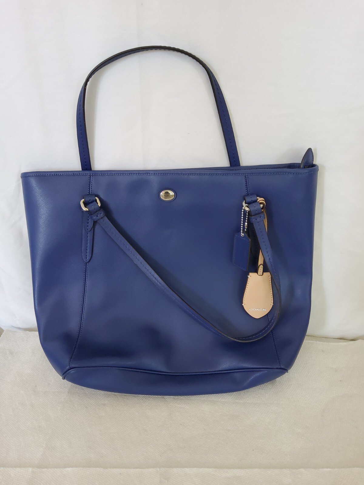 Authentic Coach Deep Blue Leather Tote Purse with COA