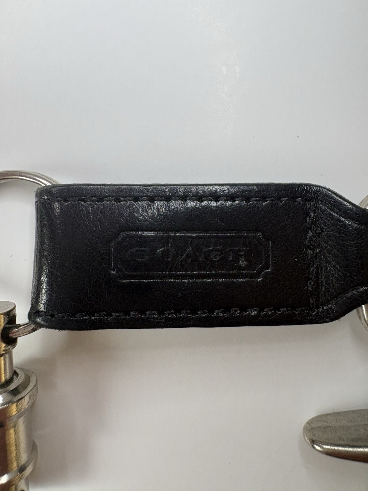 Vintage Coach Black Leather Valet Key Fob With Trigger Snap Hook Keychain