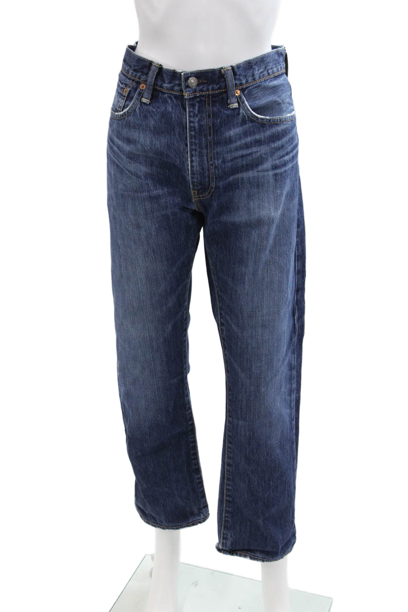 Levis Womens Cotton Zip Button Lined Straight Leg Denim Jeans Blue Size EUR 34