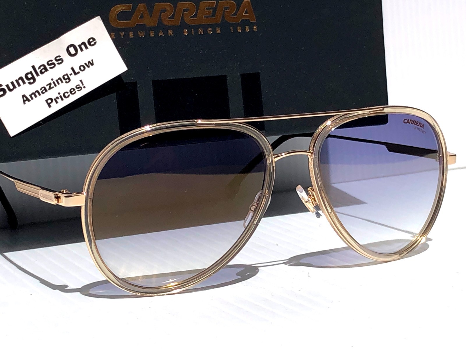 CARRERA Gold Gradient Champagne Blue Fade Lens Sunglass 1044/S HAM1V