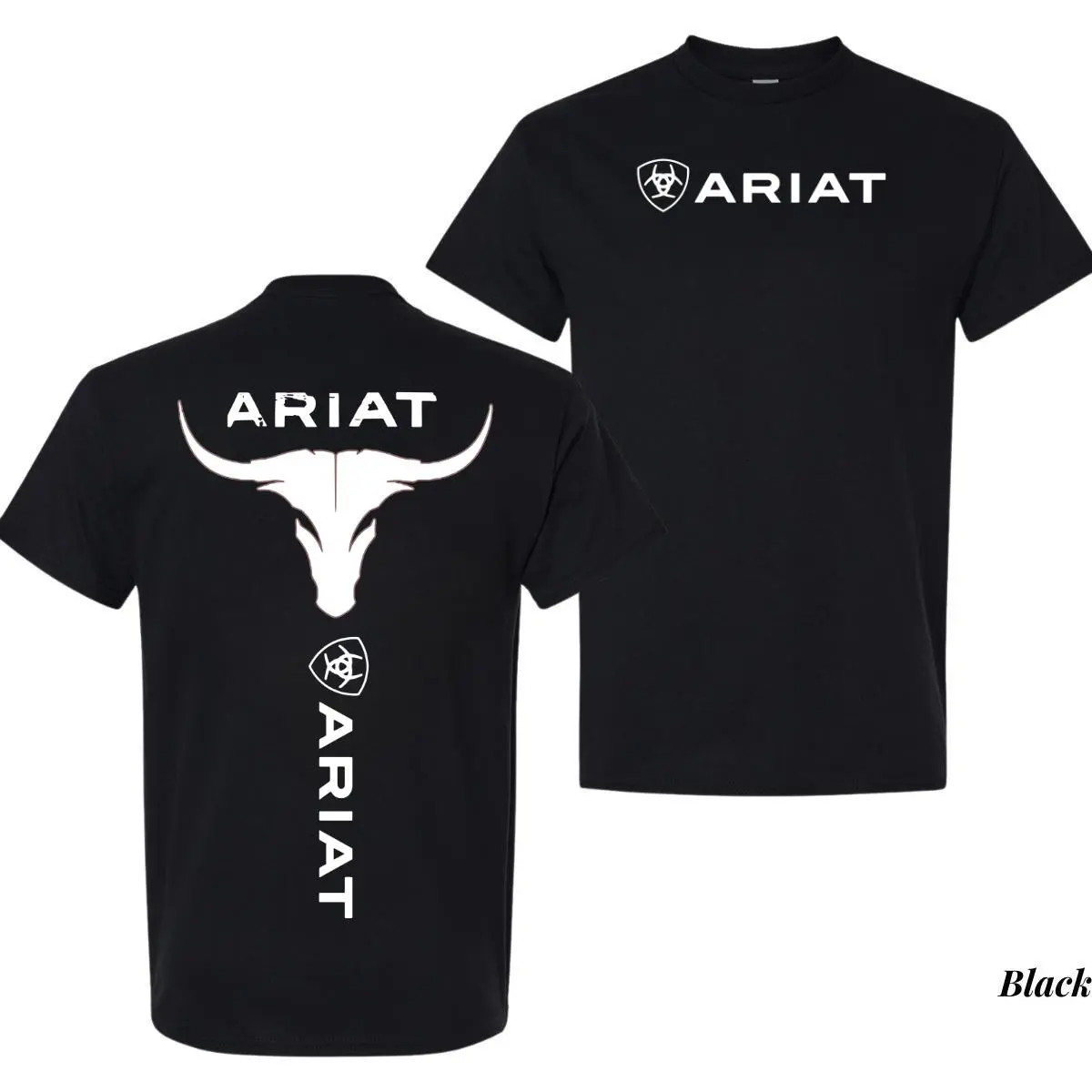 Ariat T-shirt, Bold Bull Skull Graphic With Iconic Ariat Logo Shirt, Graphic Tee