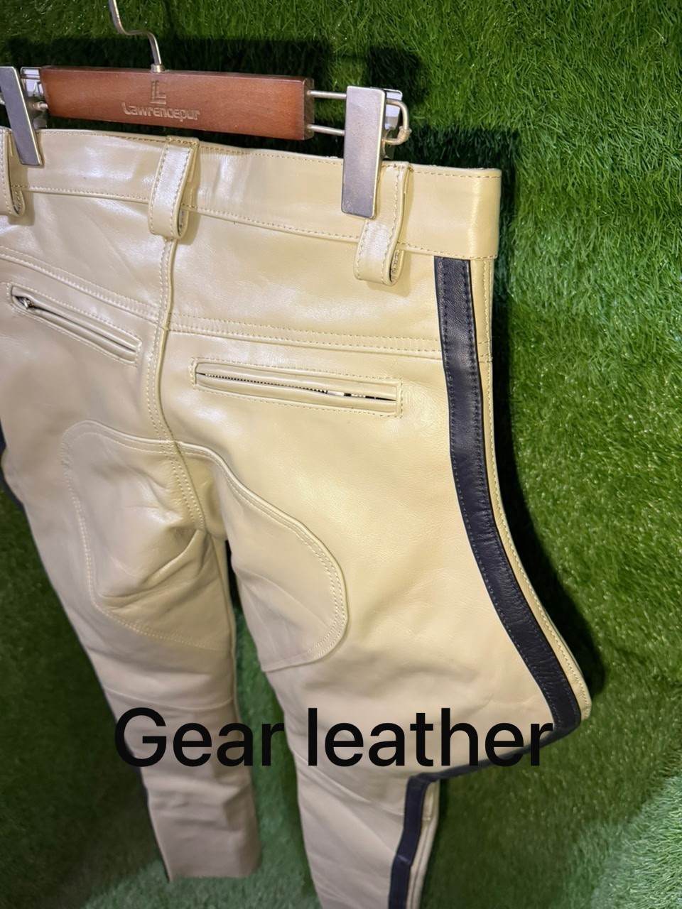 Men’s Real Soft Leather Highway Police Style CHP Uniform Sexy Motorcycle Suit