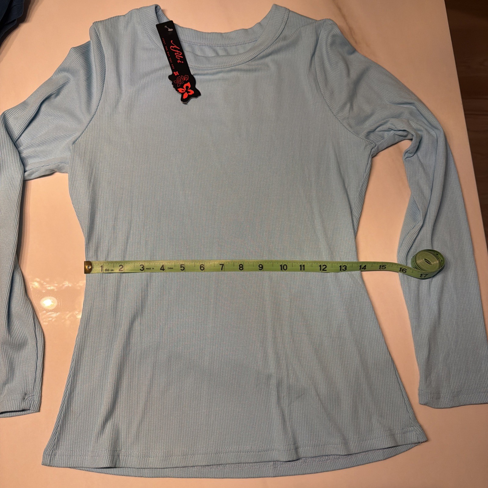 Women’s Large Ribbed Long Sleeve Thermal Crew Neck Top