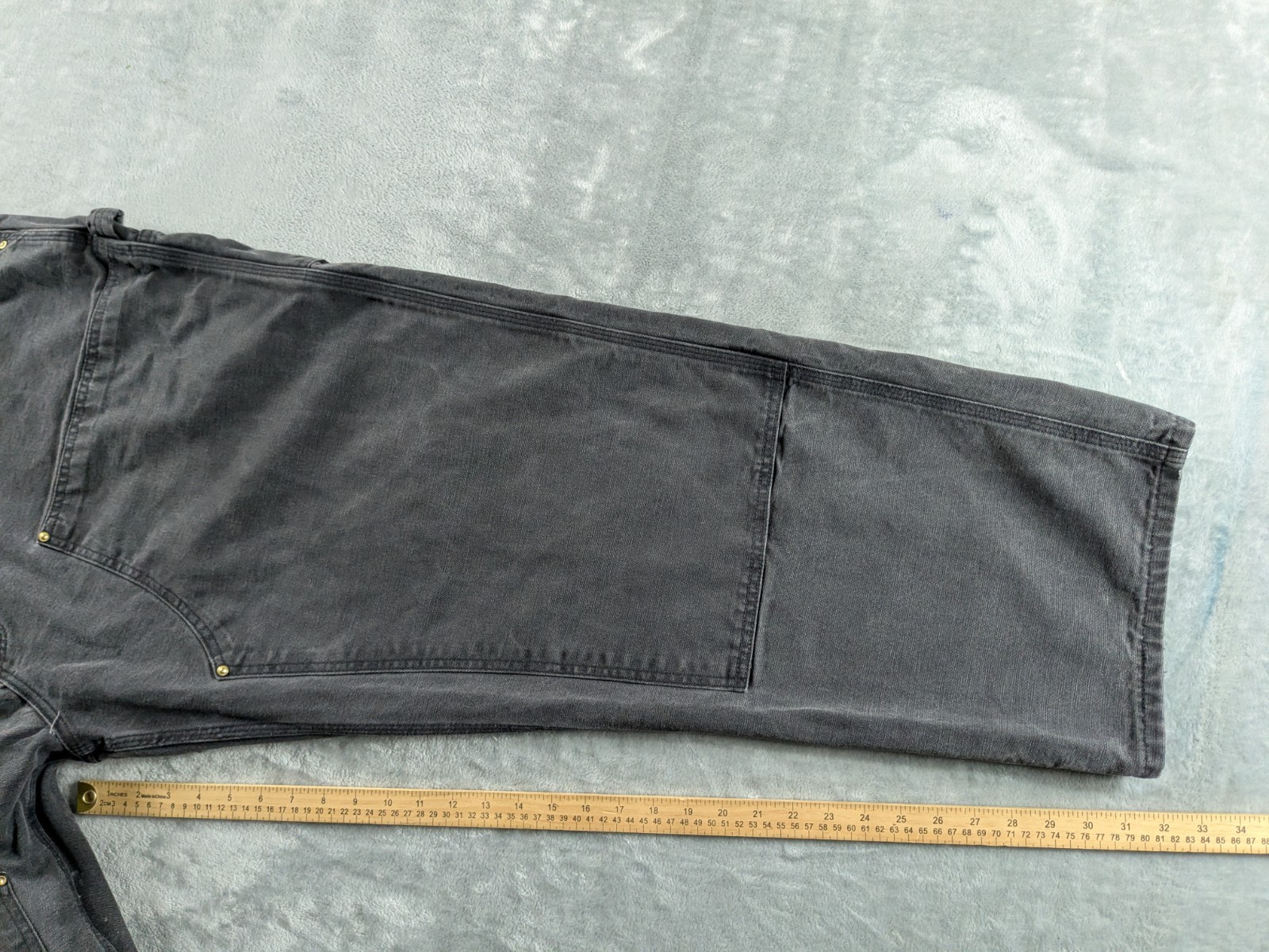 VTG Carhartt Double Knee Carpenter Pants Men 50×32 Black Faded B01 BLK USA Made