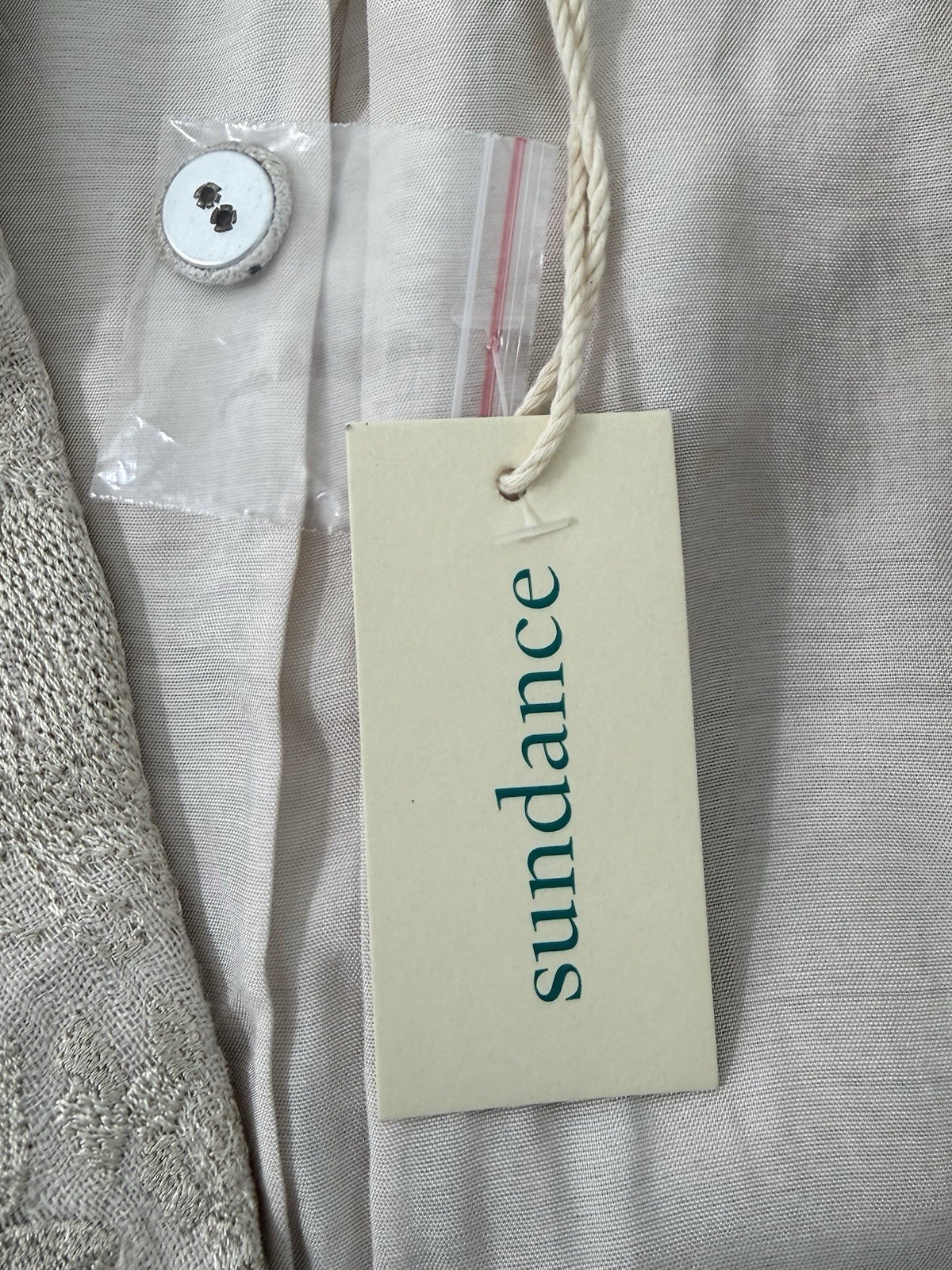 Sundance Jacket Women’s Small Beige Blazer Embroidered 100% Linen New