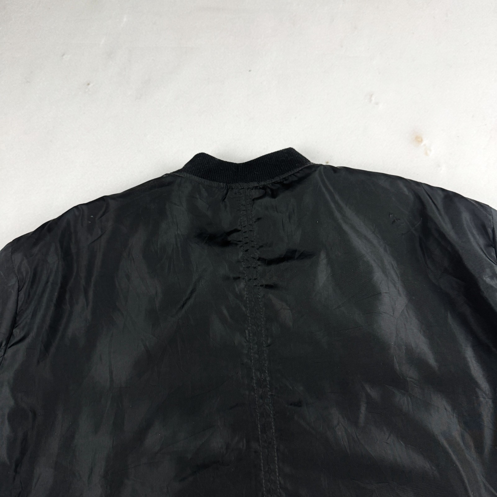 Mens Vintage Black MA-1 Bomber Flight Jacket Nylon Military Utility Zip Y2K