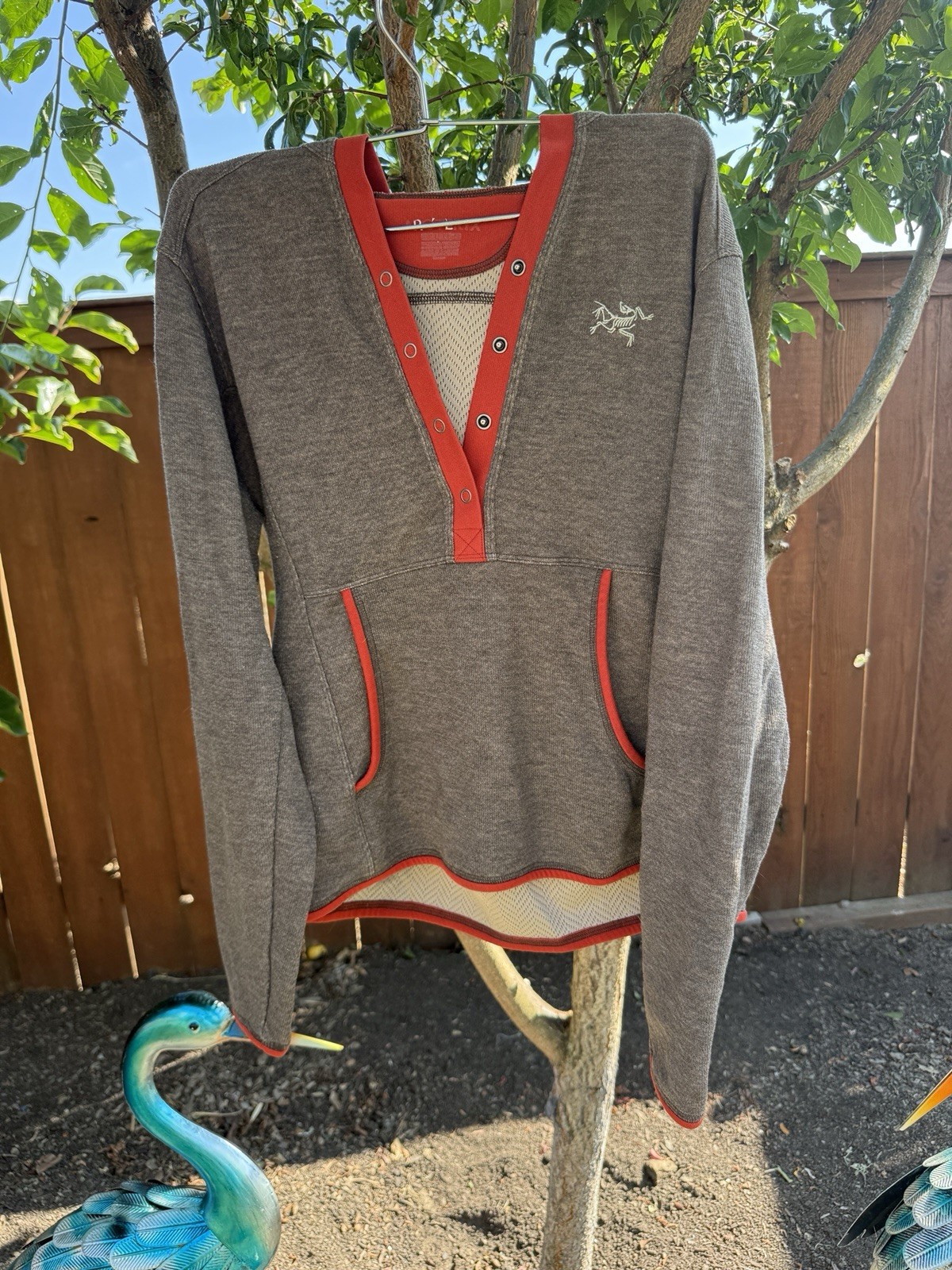 Arc’teryx Citadel Hoody Pullover Womens Fleece Jacket Gray Orange Snap Front