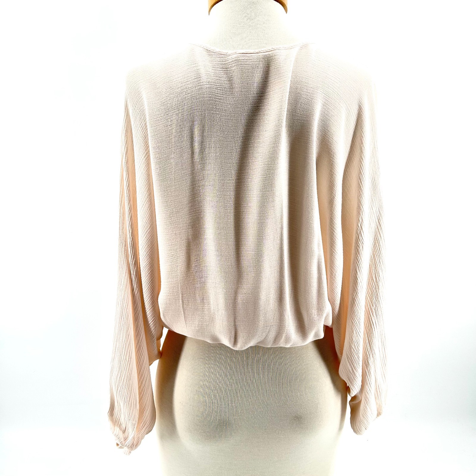 Audrey 3+1 Medium Blush Pink V Neck Batwing Sleeve Flowy Crop Top Boho Soft Girl