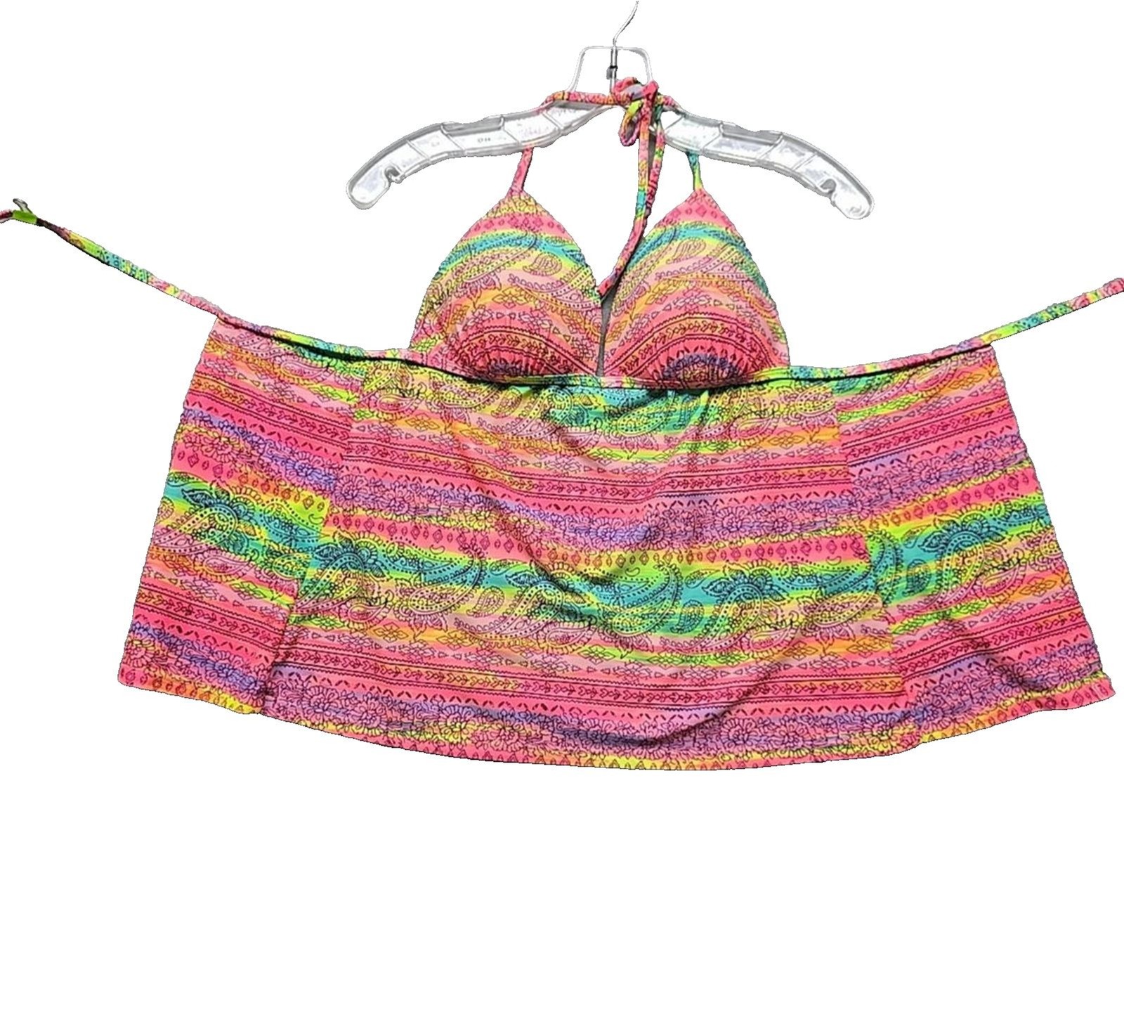 New Arizona Jean Co Womens Swim Top Size L Padded Front Ties *