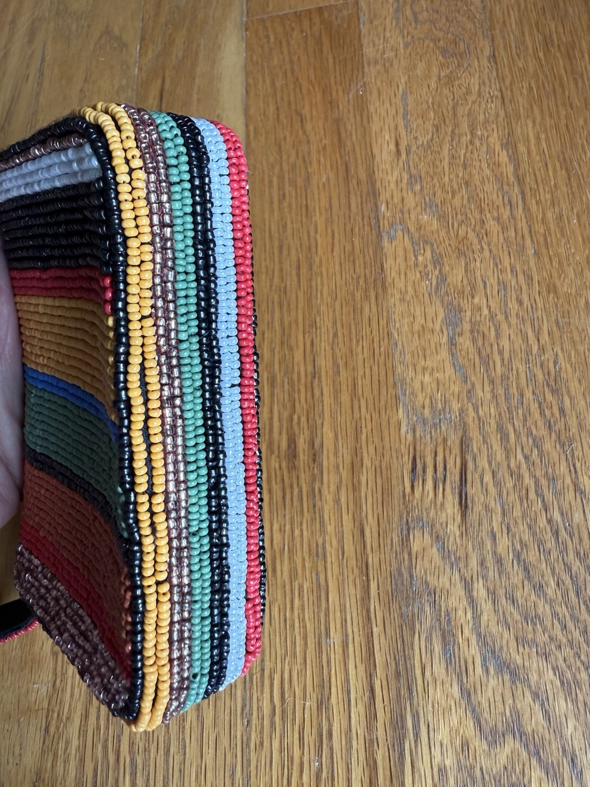 ANTHROPOLOGIE FIONA SUPER MINI BEADED BAG PURSE WALLET MULTI STRIPE NWOT