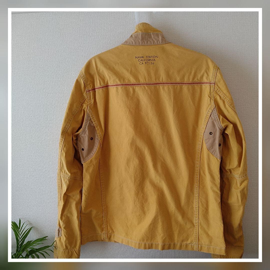 AVIREX Jacket Blouson Coat Men Size L Yellow Vintage Genuine