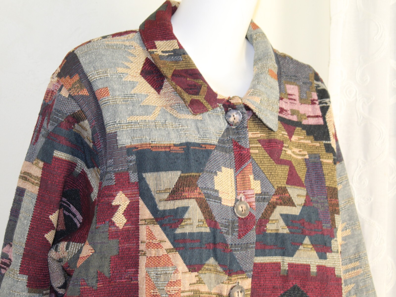 Coldwater Creek Sz 1X 2X 53″ Bust Western Southwest Indian Woven Jacket Coat