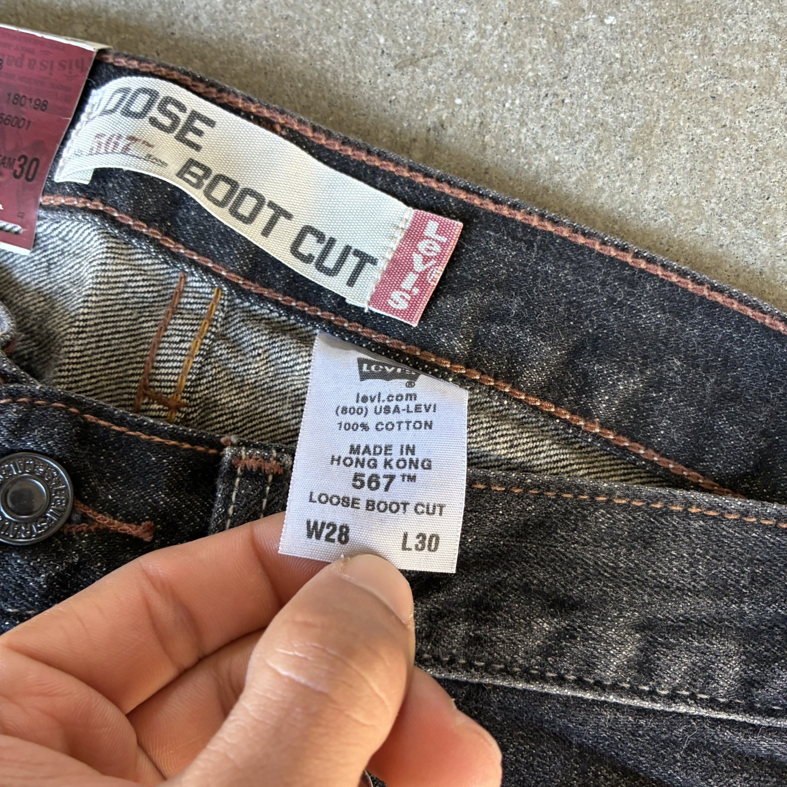 VTG Levi’s 567 Loose Boot Cut Black Jeans Men’s 28×30 DEADSTOCK