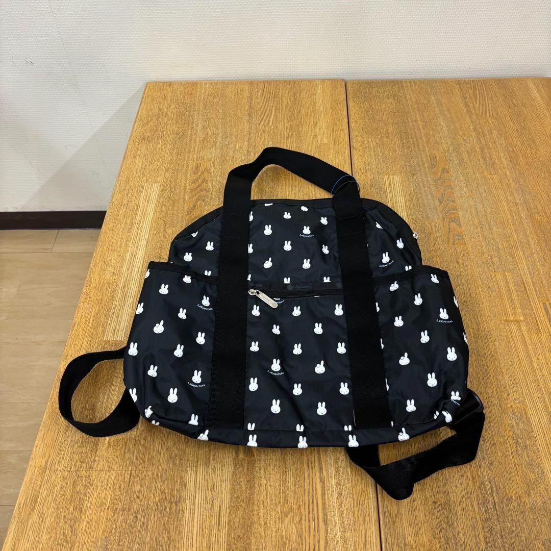 LeSportsac 2way Backpack White rabbit 13.8 x 12.6 x 4.9in From Japan Black