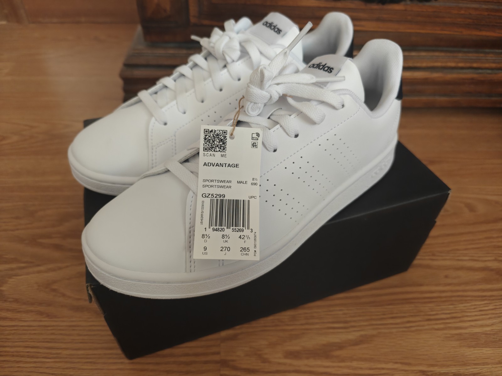 Adidas Mens Classic Casual Old School Advantage Sneaker Shoes White/Navy Size 9