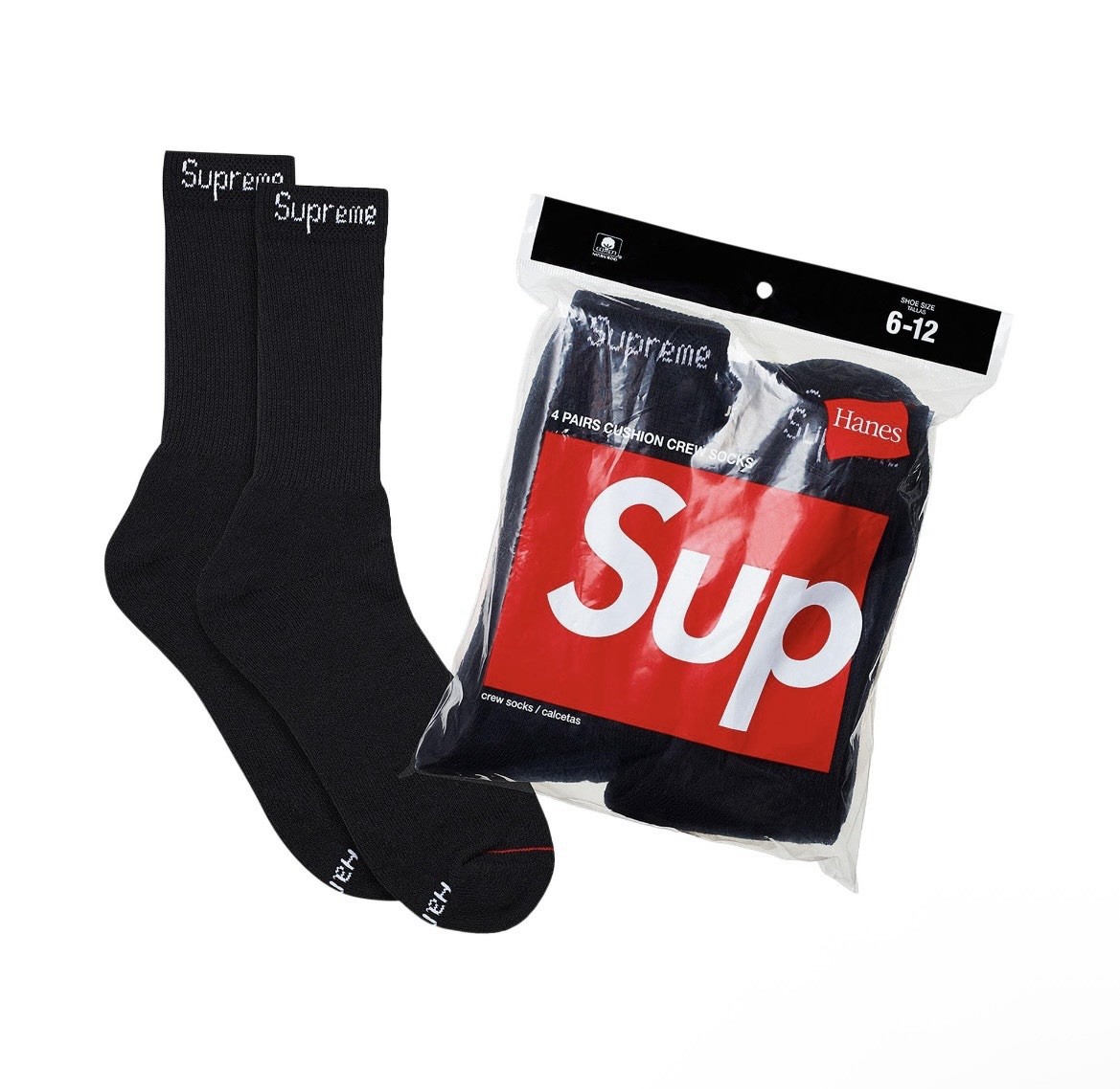 Supreme Crew Socks Box Logo Black Size 6-12 Brand New Fast Same Day Shipping🚚💨
