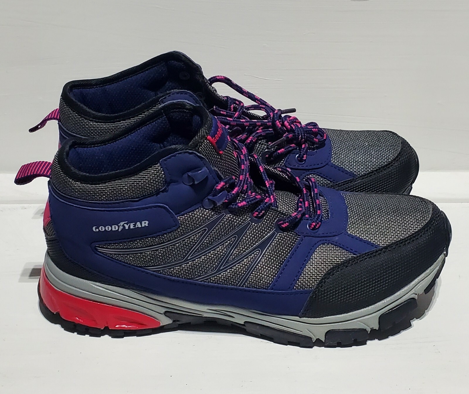 New Woman Good Year Zarah Lace Up Water Resistant Hiking Boots Blue Sz 9.5W UK7