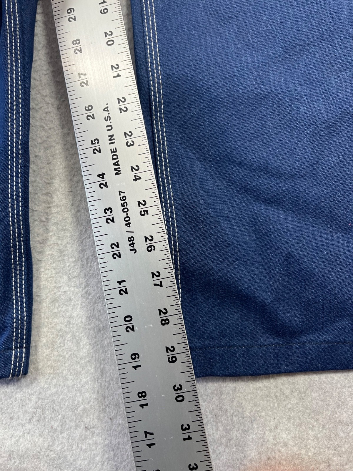 Big Smith Bib Overalls Mens 40×30 Blue Denim Triple Sticth Zipper Fly Carpenter