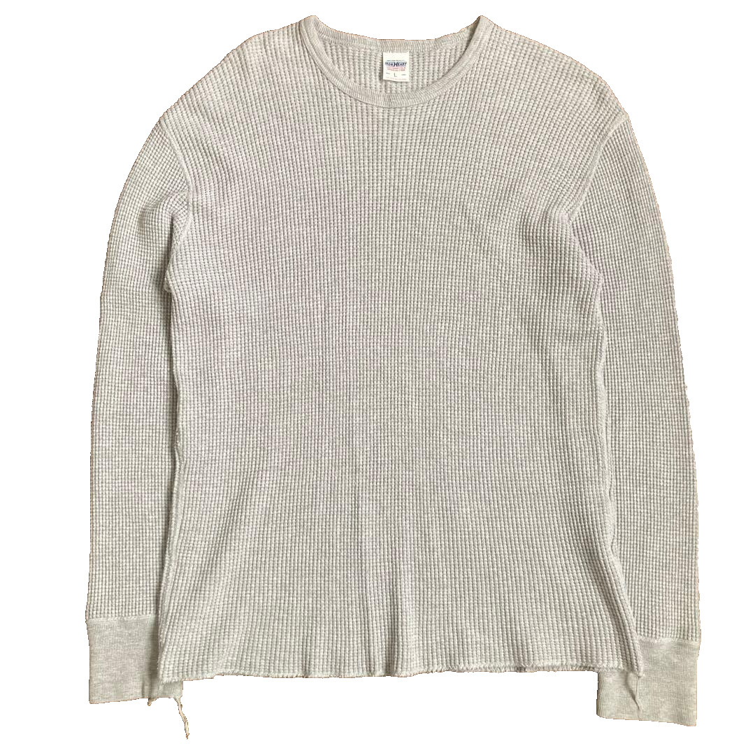IRON HEART Thermal Long Sleeve Shirt Cotton Gray Size L L27.2in Pit Pit 19.7in