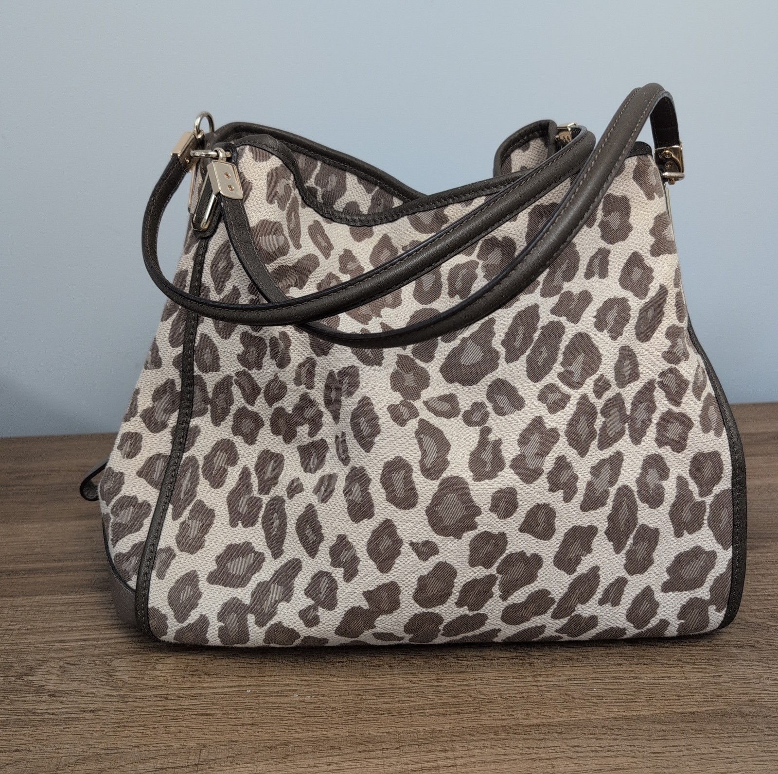 Coach Madison Phoebe Ocelot Leopard Print Beige & Tan Shoulder Bag 27908 *Flaws