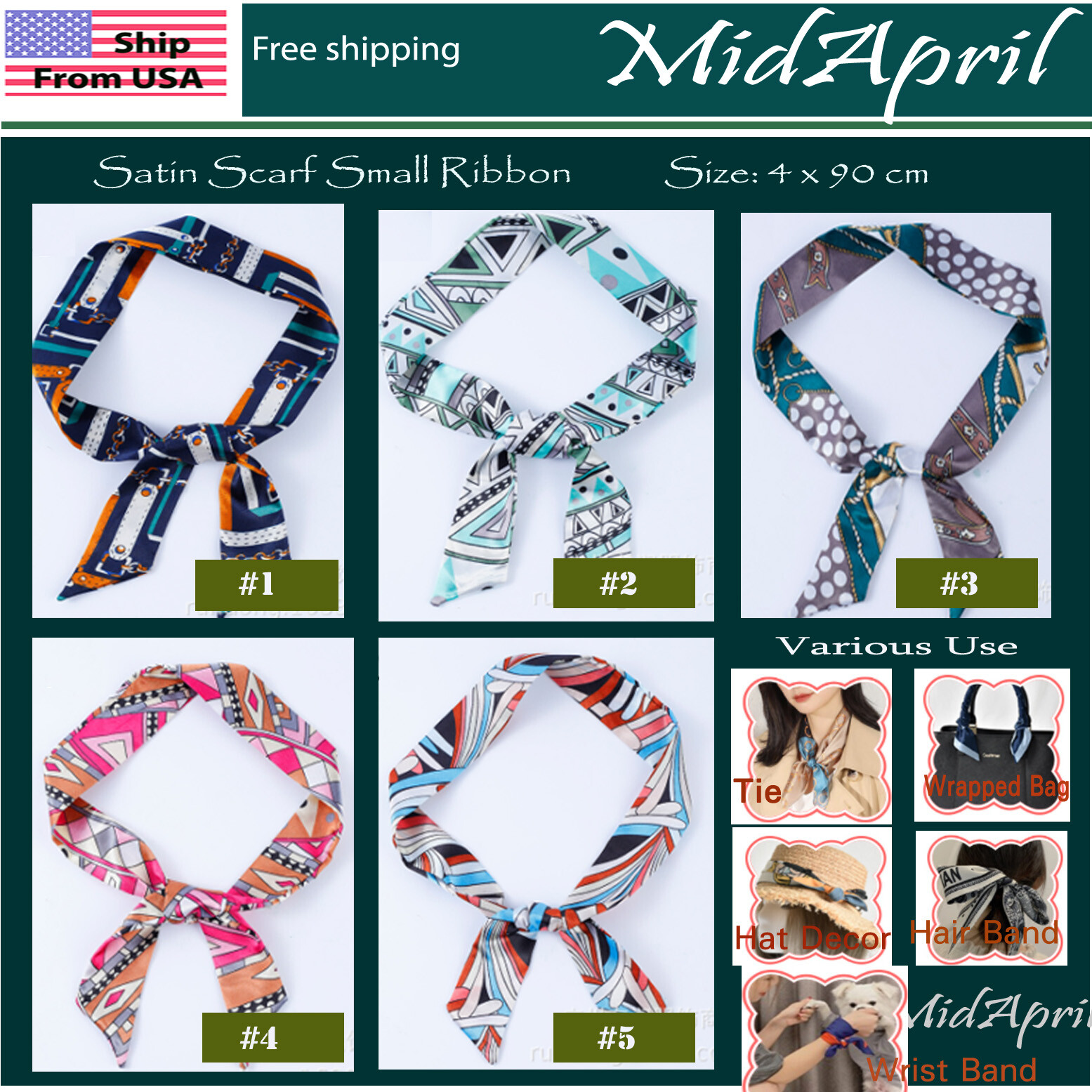 Scarf Handbag Handle Scarves Wrap Purse Tie Hair Bow Mini Long Ribbon Satin