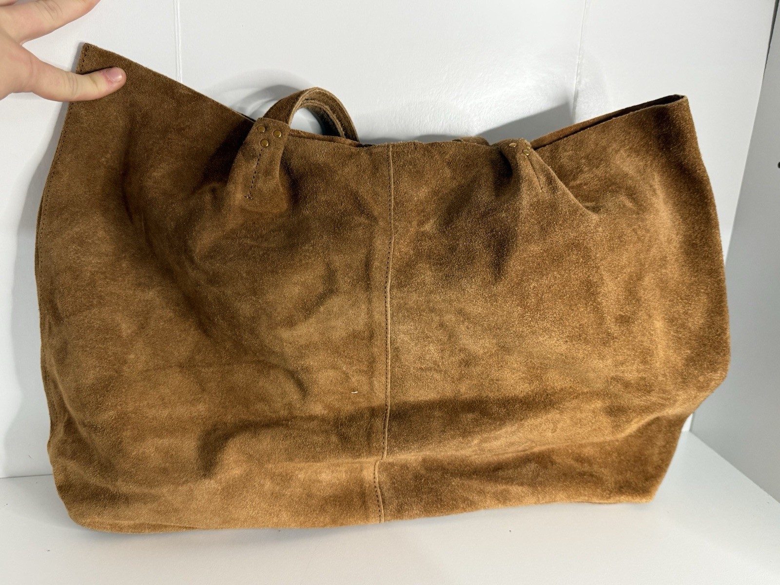 Haute Hippie Brown Cinched Tote Bag Gold Hardware Magnetic Closure, Zip Pouch