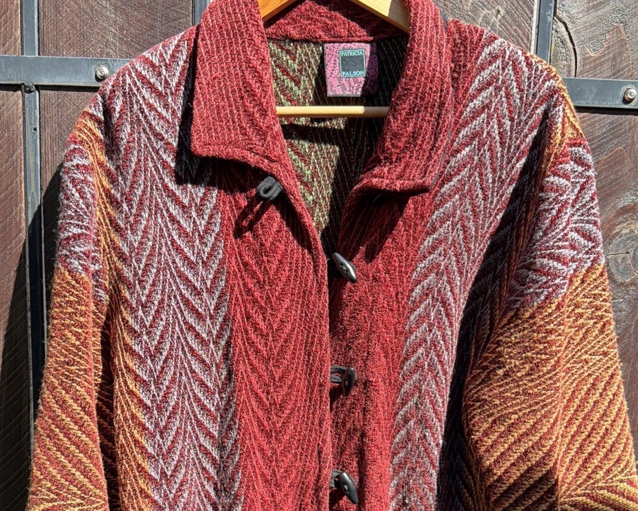 Patricia Paulson Luxury Colorful Cardigan O/S Hand Woven Chenille Artsy Toggle