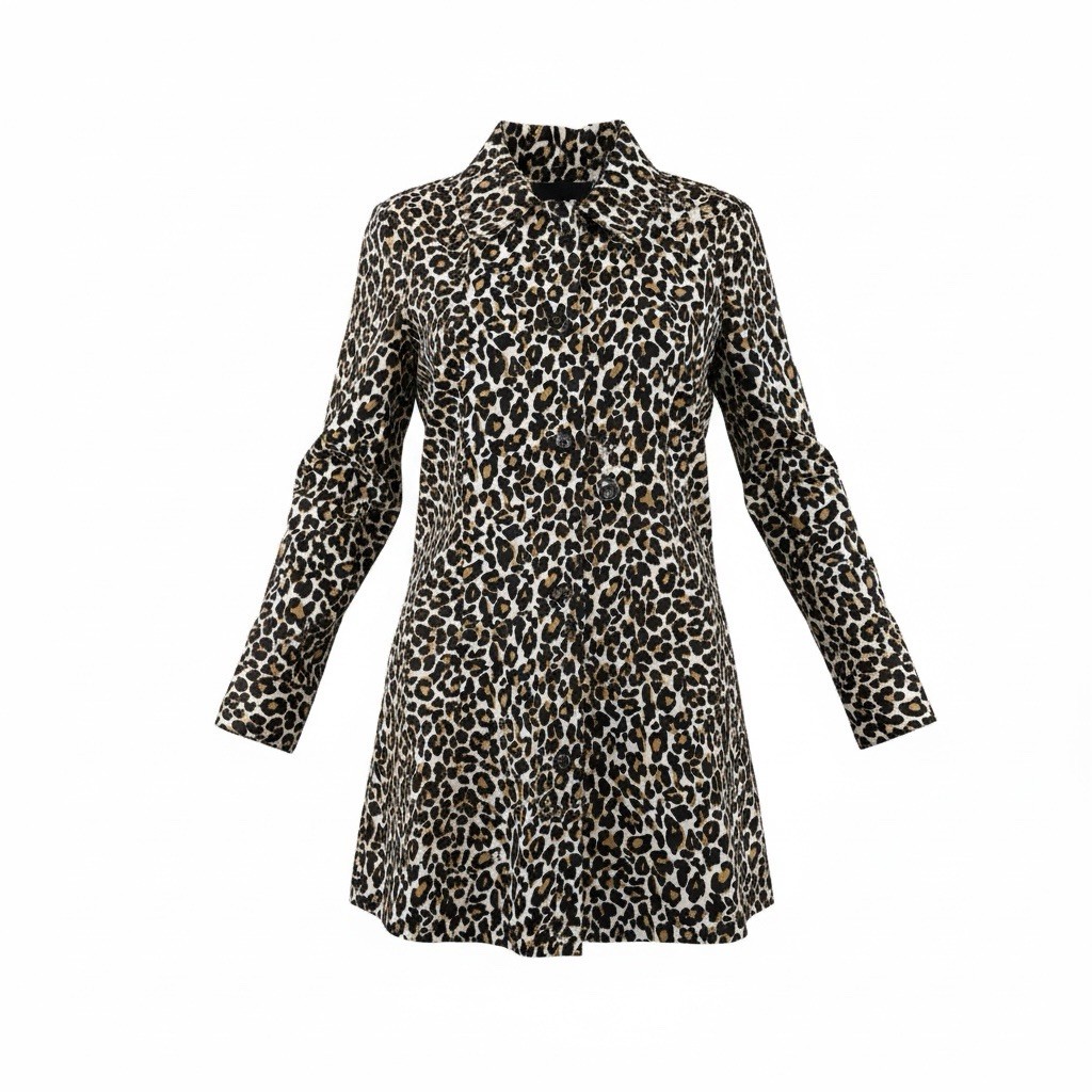 Animal Print Coat XXI Forever 21 Label Small Leopard Print A Line Fashion EUC