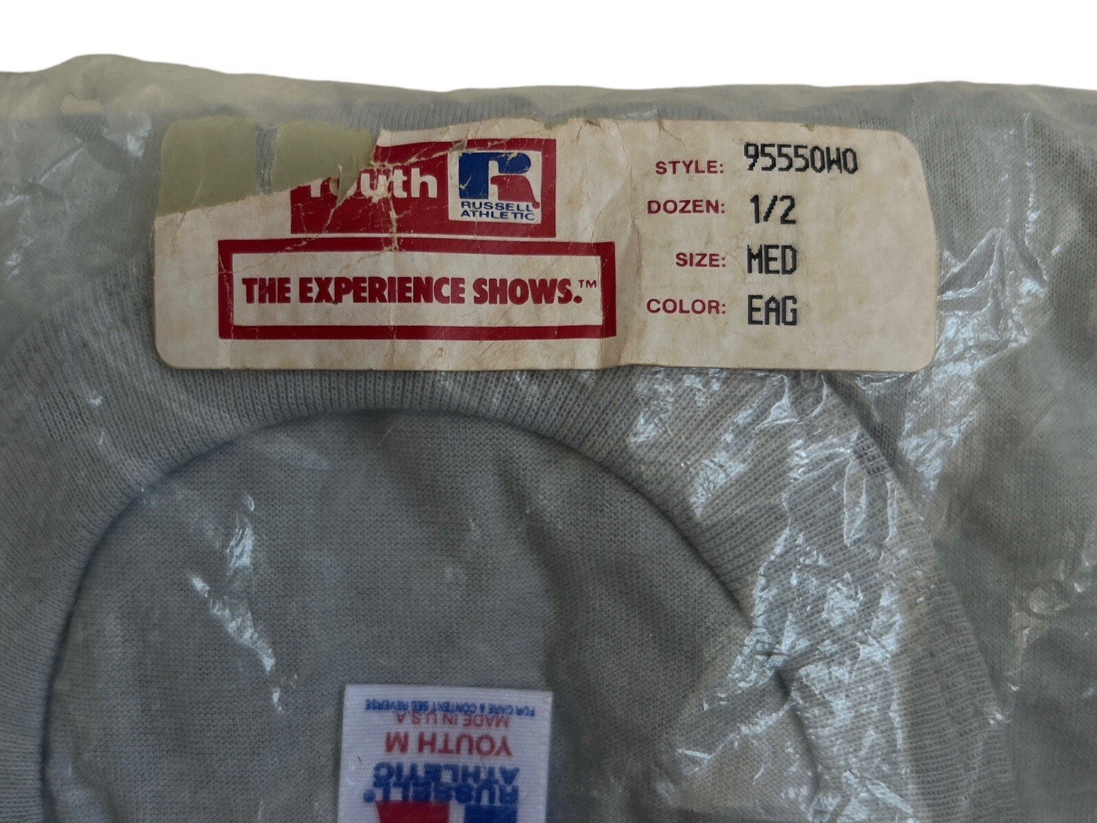 vintage russell athletic crewneck t-shirt youth sz medium NOS NWOT 90s USA made