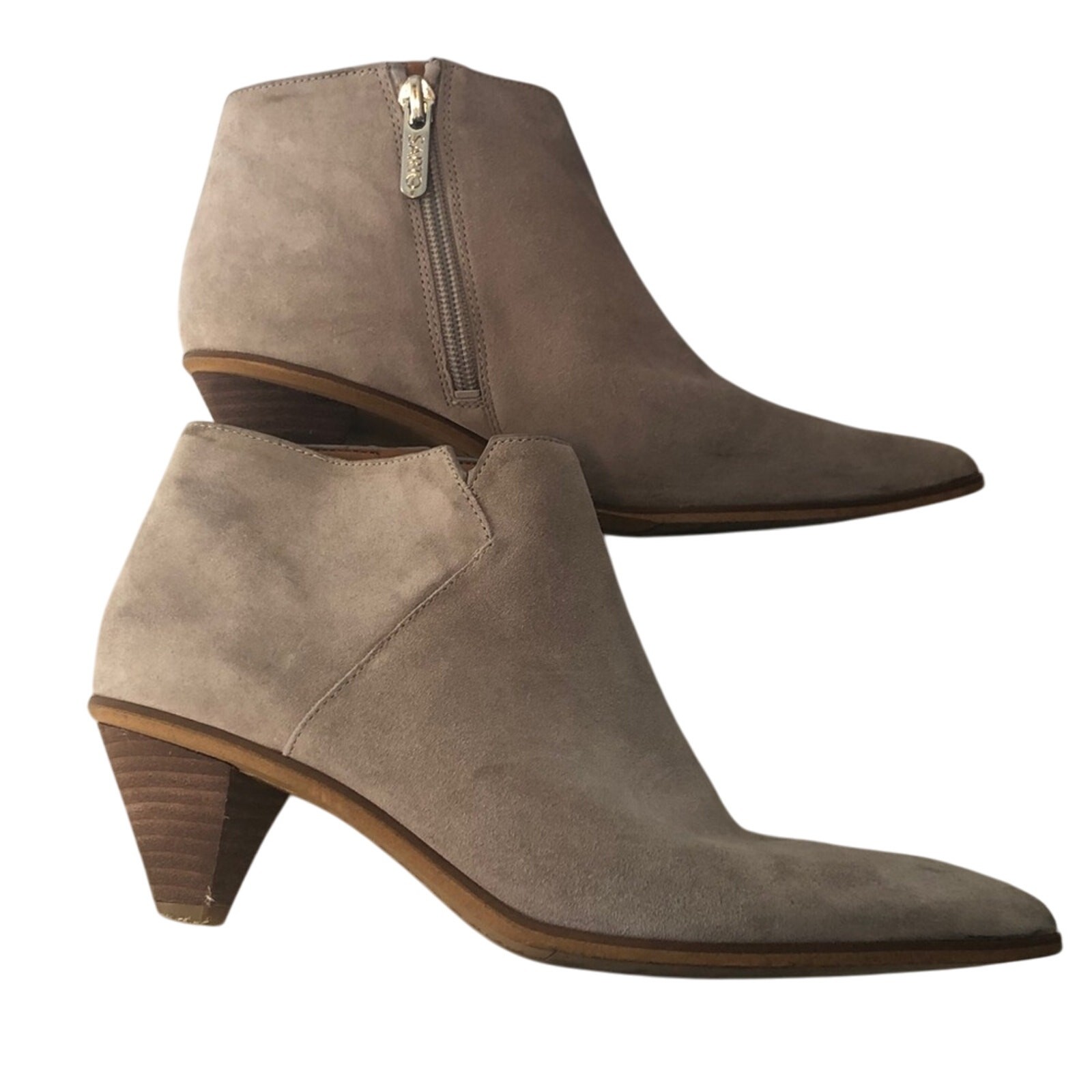 Franco Sarto Spectra Womens Suede Ankle Booties Size 6.5 Tan Pointed Toe