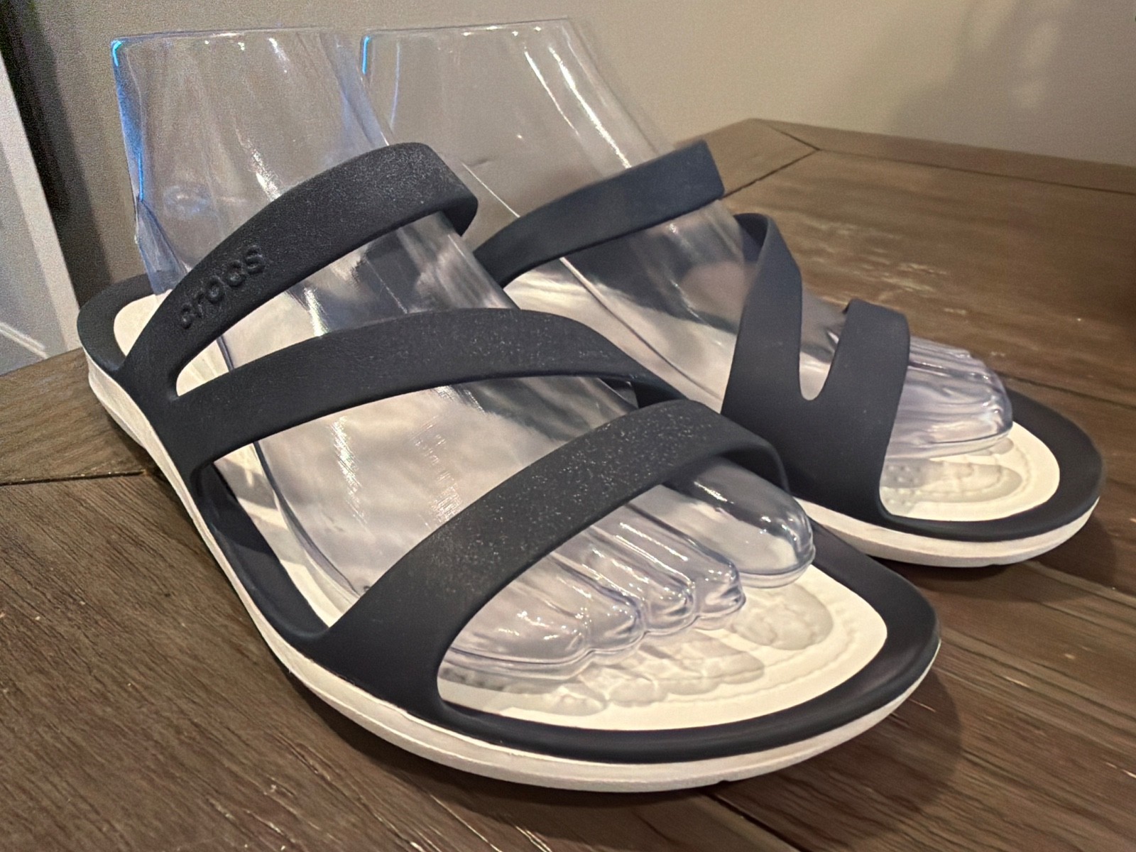 CROCS Kadee II Black with White Sole Flat Slide Sandals Women’s 9