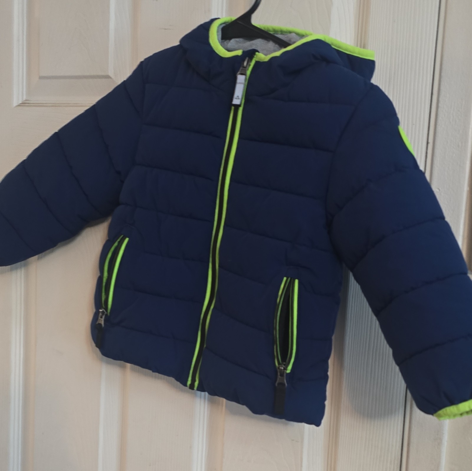 Gerry Toddler Hooded Puffer Jacket Full Zip Pockets Blue/Green 3T
