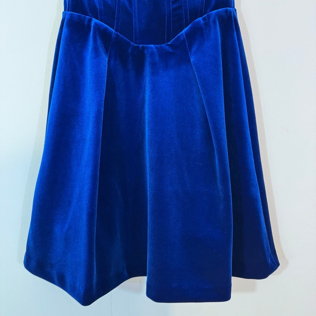 BETSY & ADAM NWT Blue Strapless Velvet Corset Sheath Mini Dress Size 6 MSRP $218