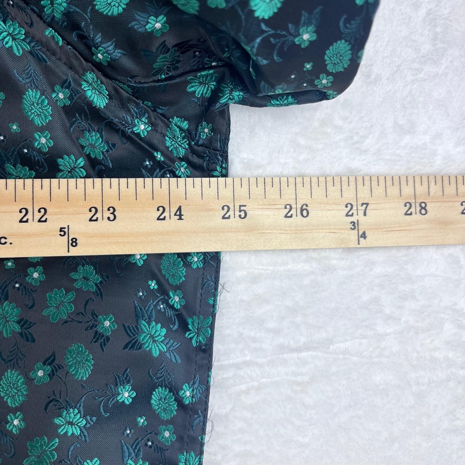 Barry Wang Floral Button Down Shirt Mens XL Black Emerald Green NWT