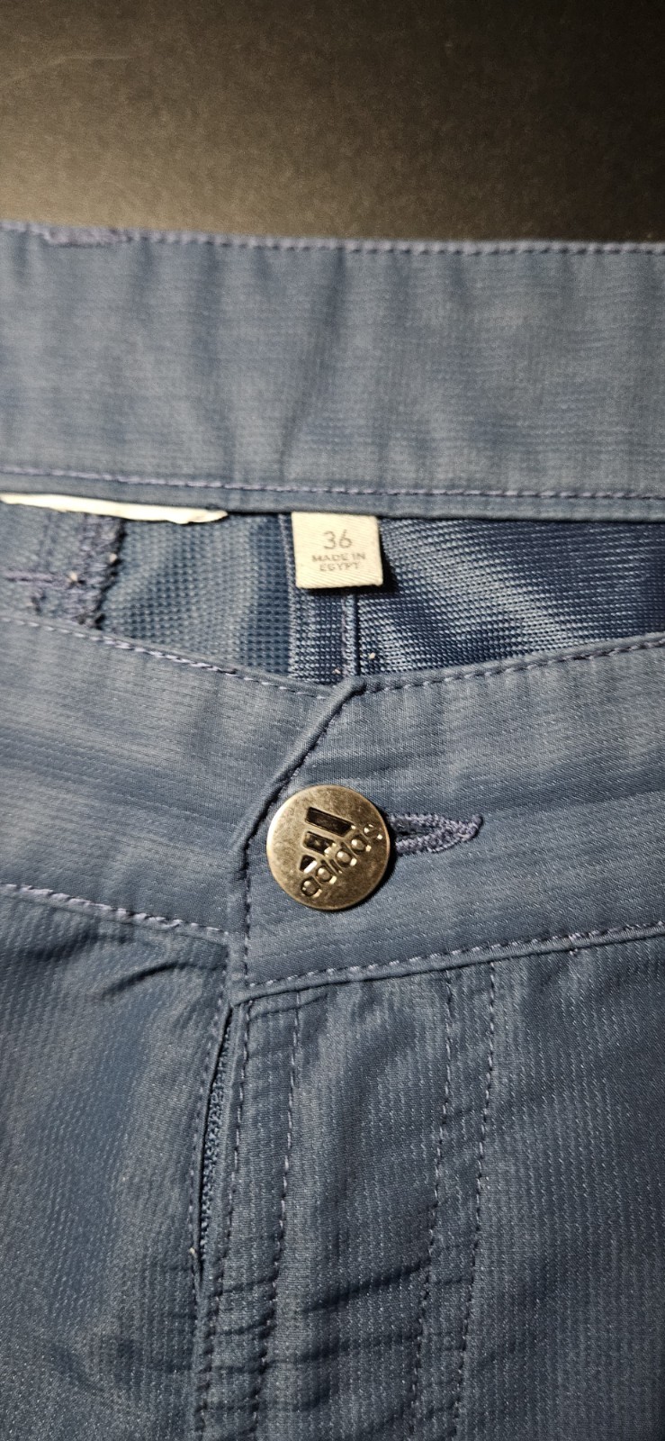 adidas Men’s Blue Solid Flat Front Shorts Button Closure Zipper Pockets