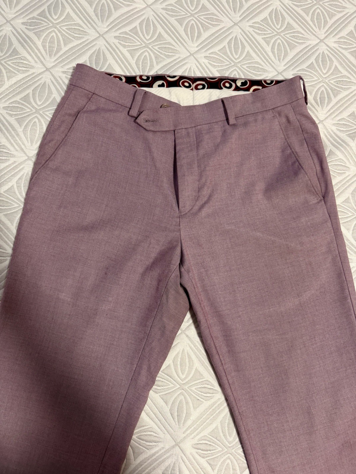 Ben Sherman Men’s Purple Solid 2-Piece Suit 38R Single-Breasted Pleated