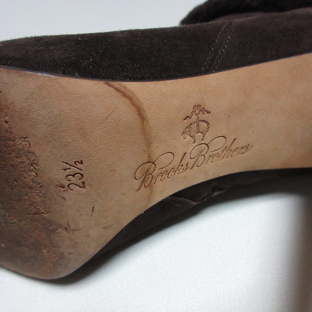 BROOKS BROTHERS Boa Chunky Heel Short Boots 9.3″” Brown Women USED