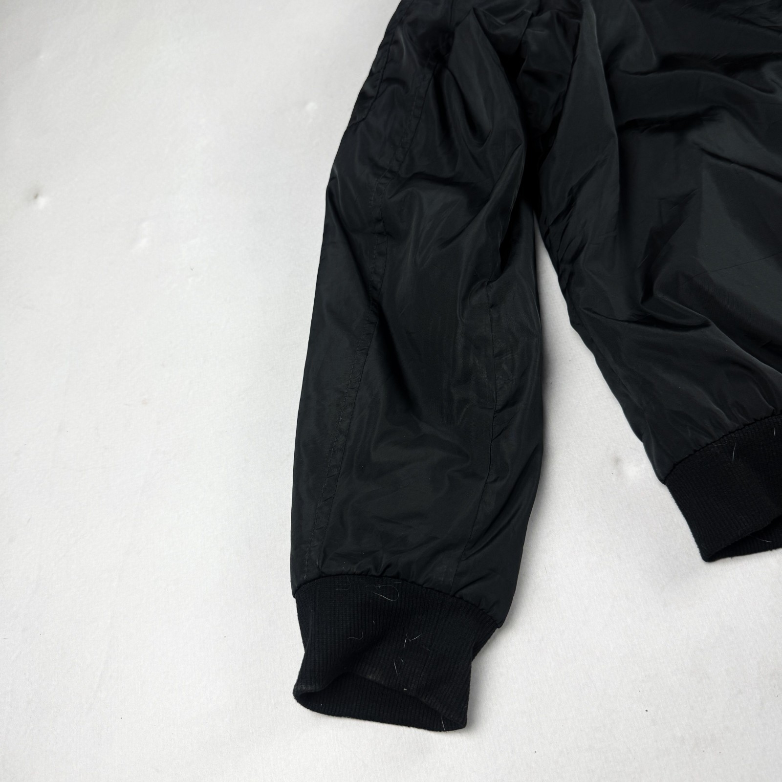 Mens Vintage Black MA-1 Bomber Flight Jacket Nylon Military Utility Zip Y2K