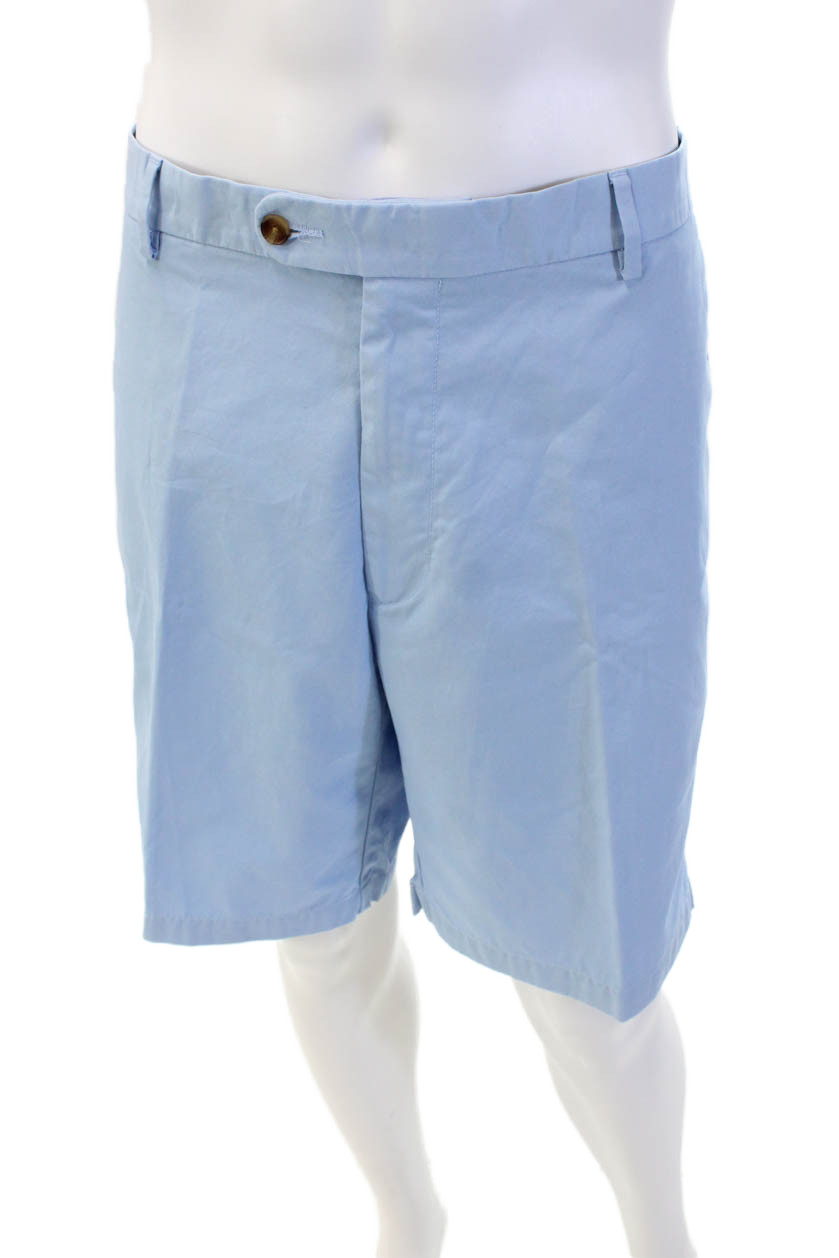 Peter Millar Womens Zipper Fly Pleated Chino Shorts Blue Cotton Size 40