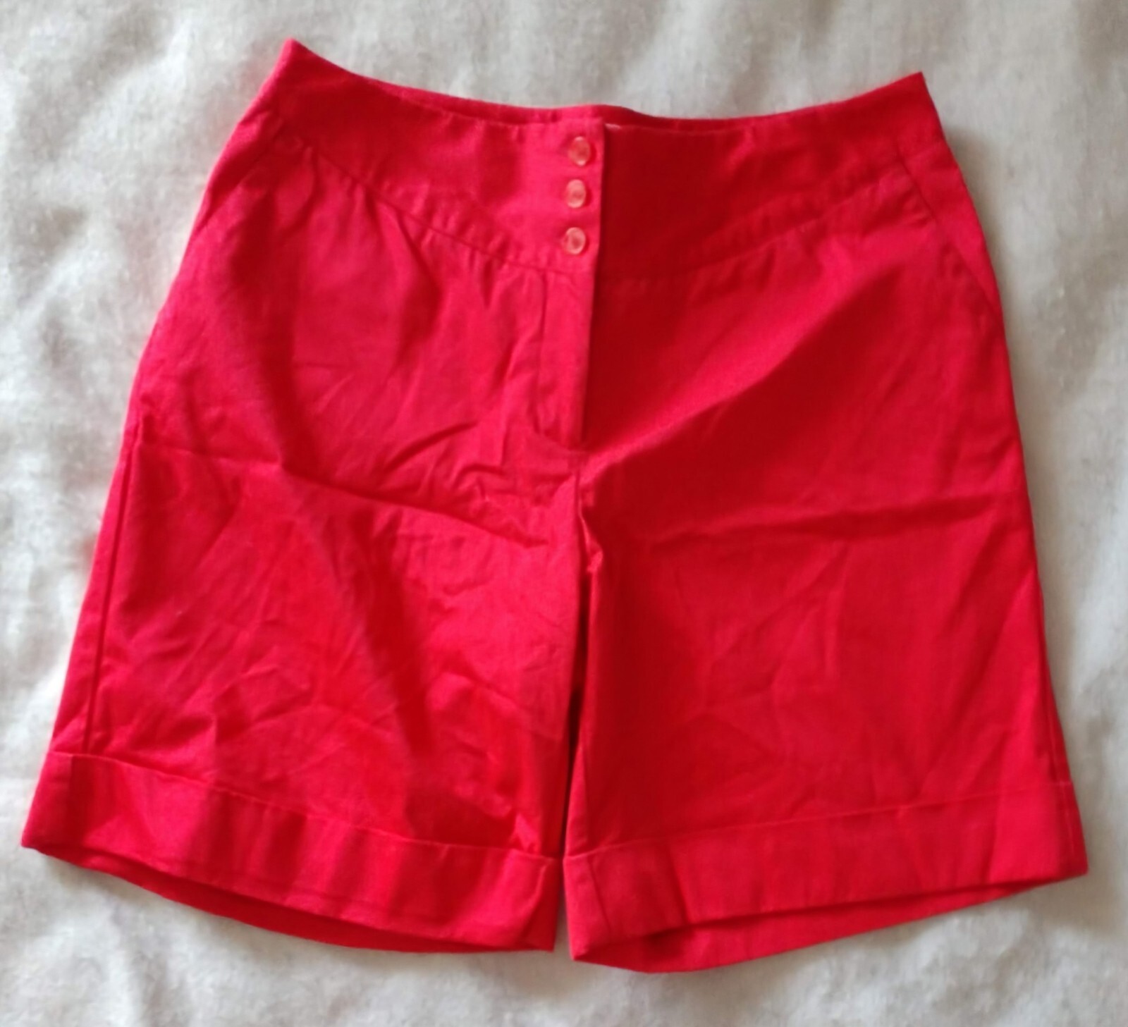 WORTHINGTON Stretch Women Sz 10 Walking Short Hot Pink 3 Button Zip Fly Pockets