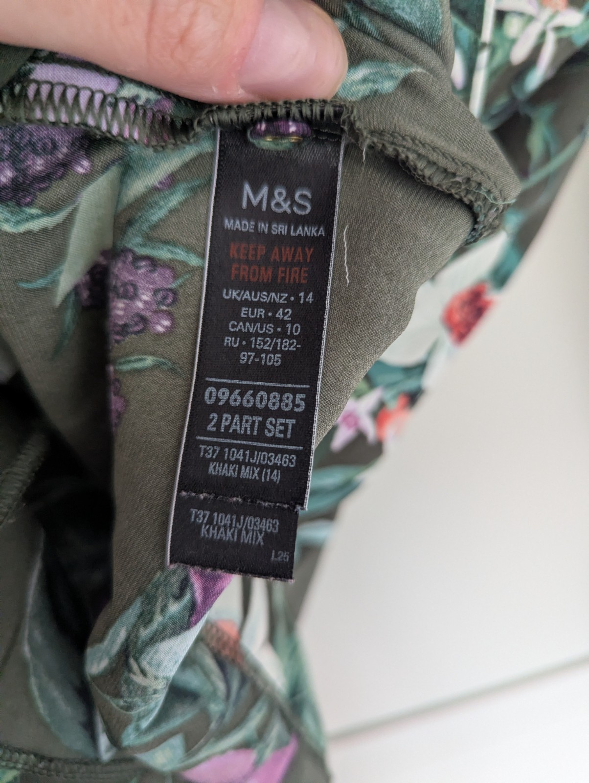 Marks & Spencer M&S Day Dreams Botanical Floral Pyjama Loungewear Set Size UK 14