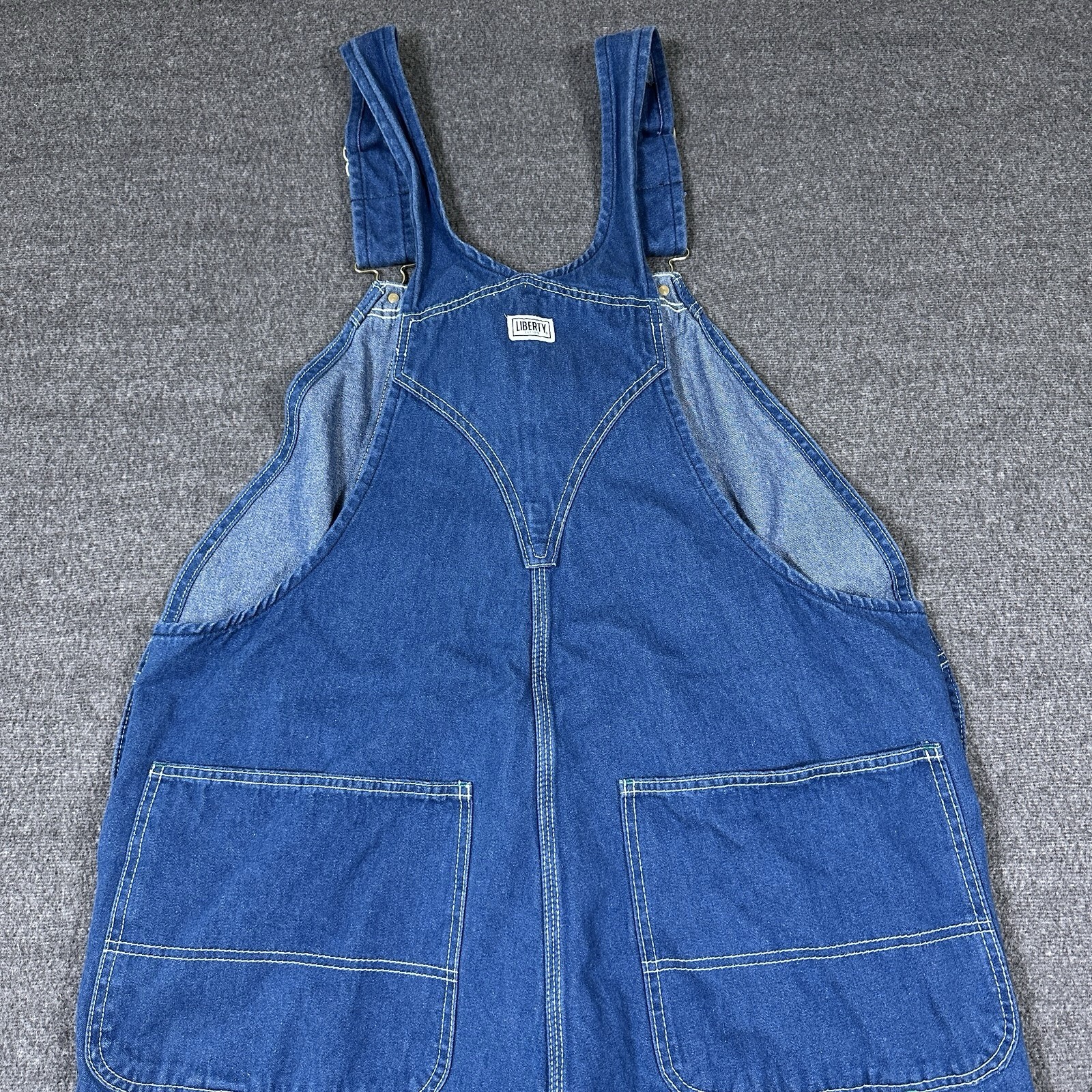 Liberty Overalls Mens 40×32 Hammer Loop Tool Pocket Carpenter Bib Green Trim Y2K