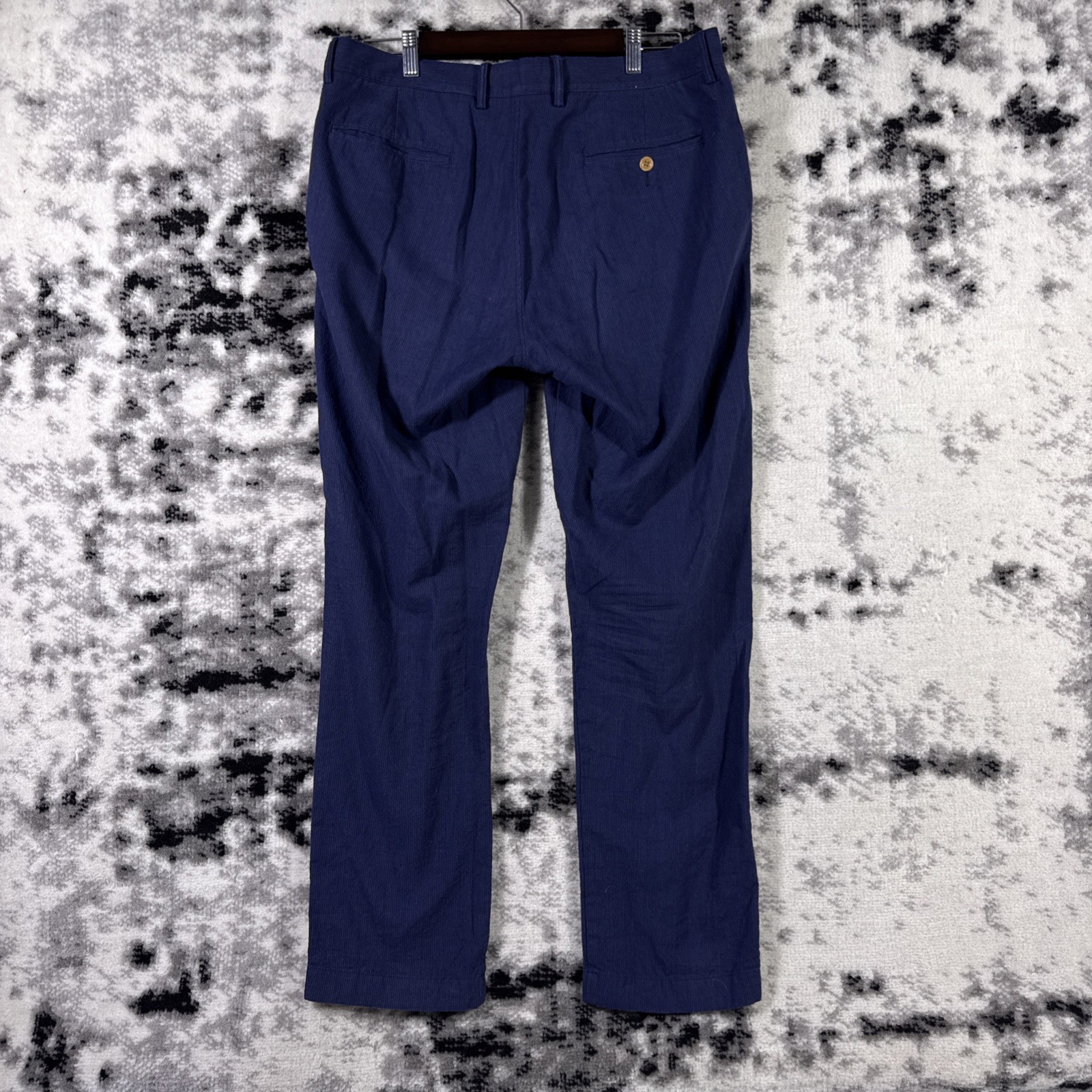 J Crew The Sutton Pants Mens Size 34×32 Navy Blue Pinstripe Linen Cotton
