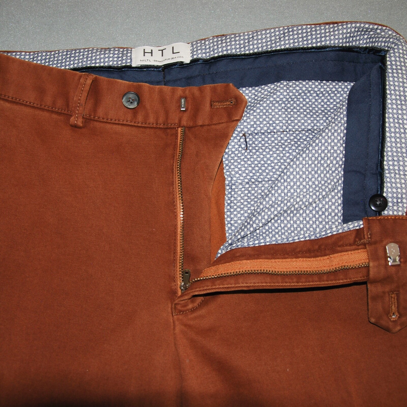 HILTL HTL Men’s 33 Unfinished Brown Dustin So. Chino Pants Flat Front Trousers
