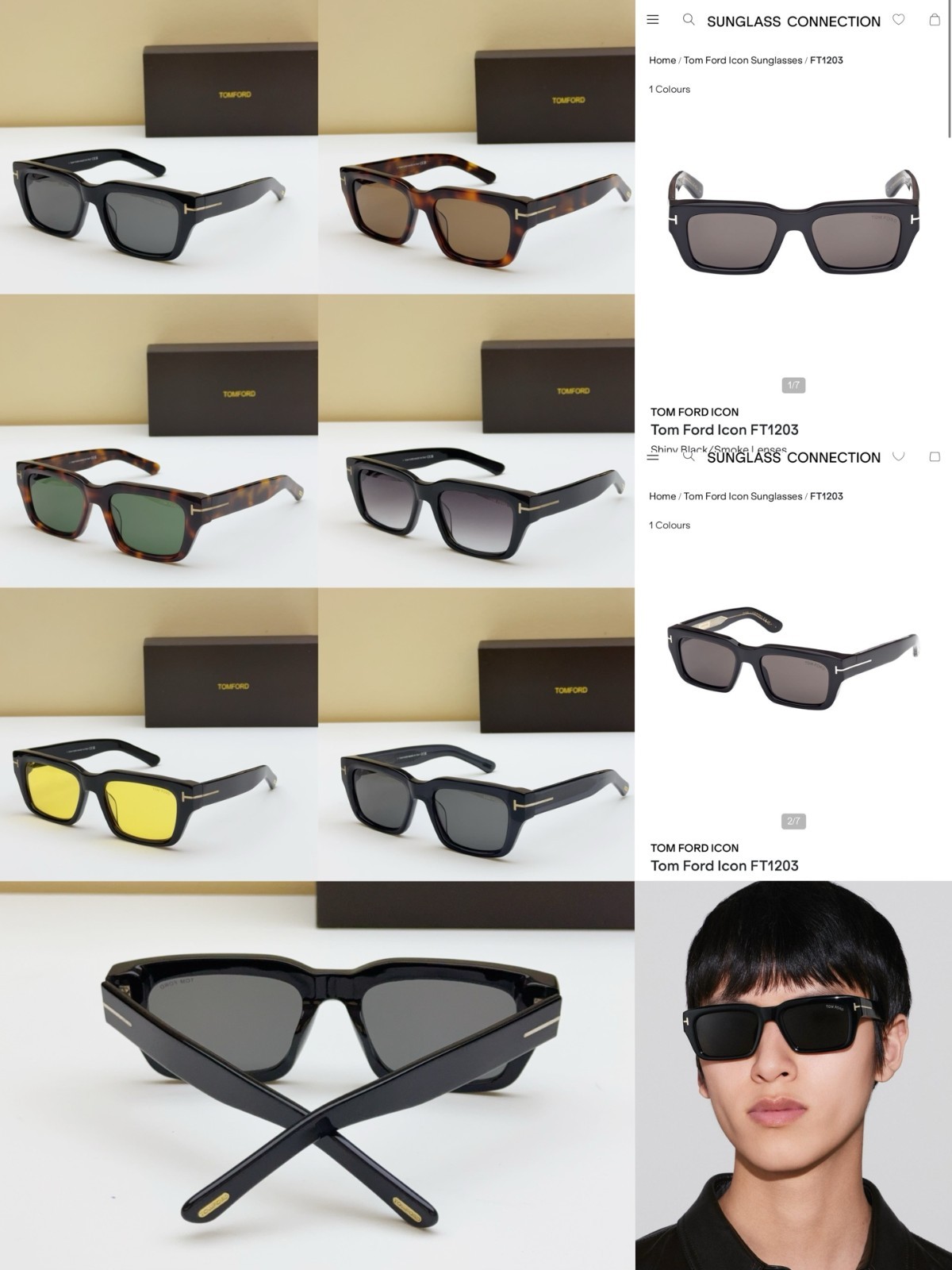 Tom Ford FT1203 Sunglasses Black Frame Yellow Lenses Made In Italy