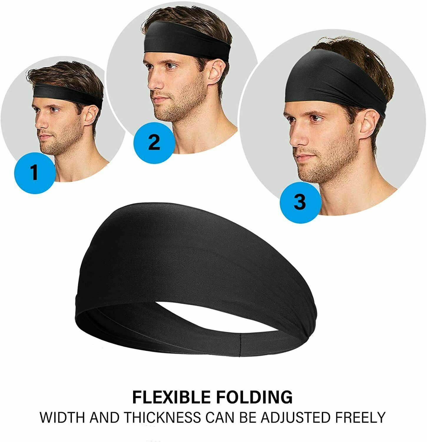 1/3/5pcs Men Women Sweat Band Elastic Running Sport Non Slip Athletic Headband