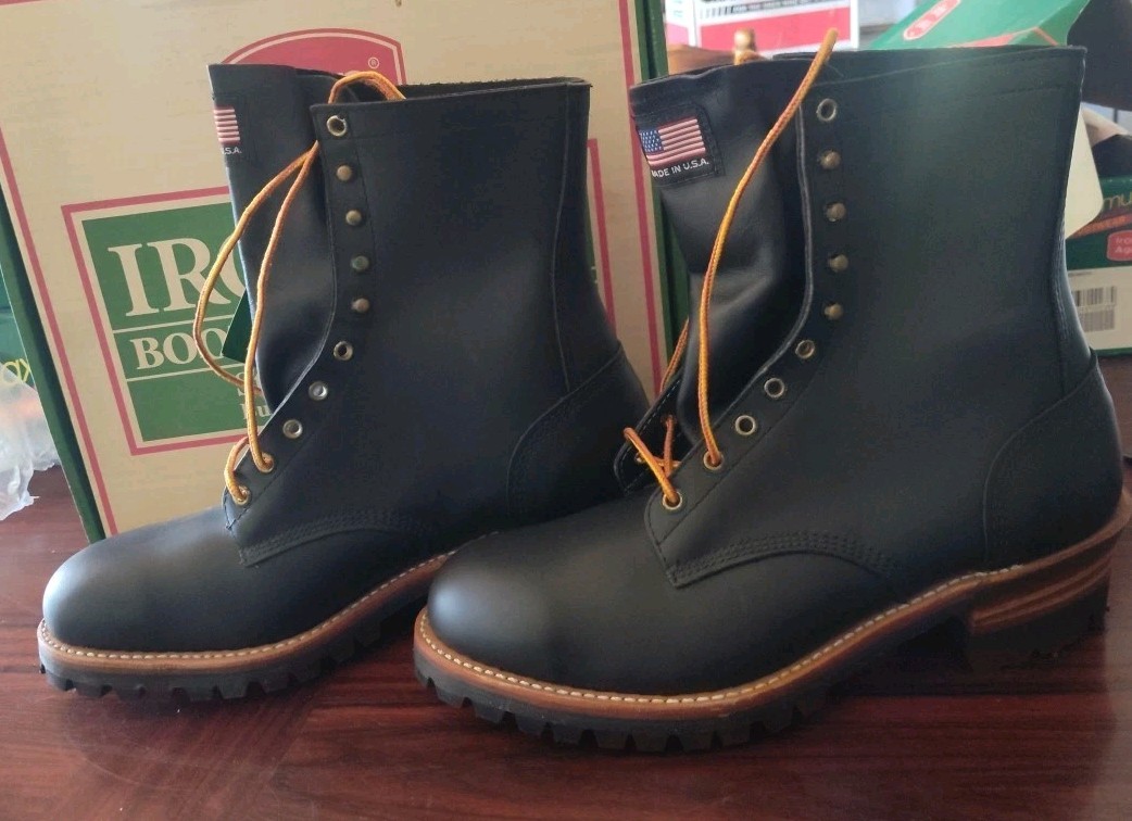NEW IRON AGE STEEL TOE FULL GRAIN LEATHER Black BOOTS SIZE 10 EEE