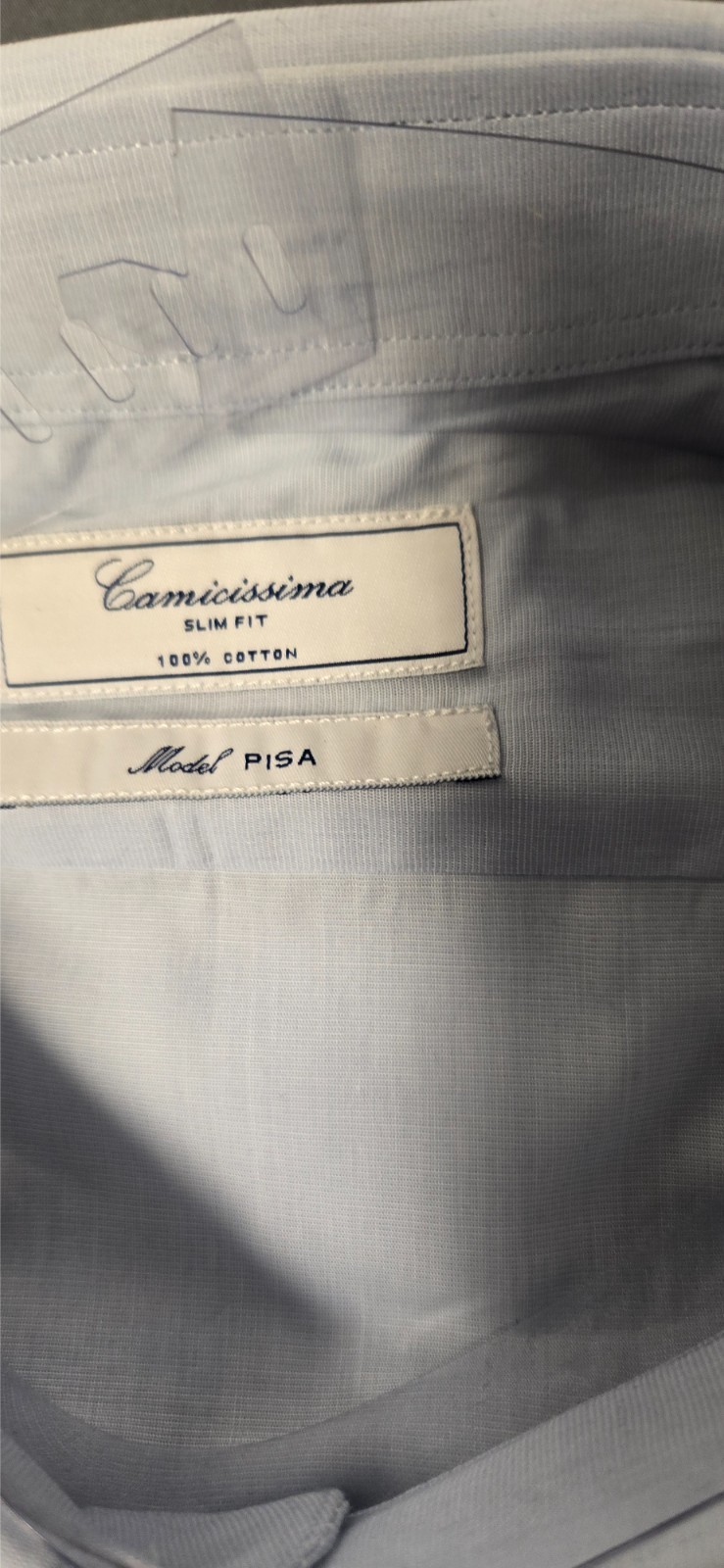 Camicissima Slim Fit Pisa Light Blue Double Cuff Dress Shirt 100% Cotton Size 20