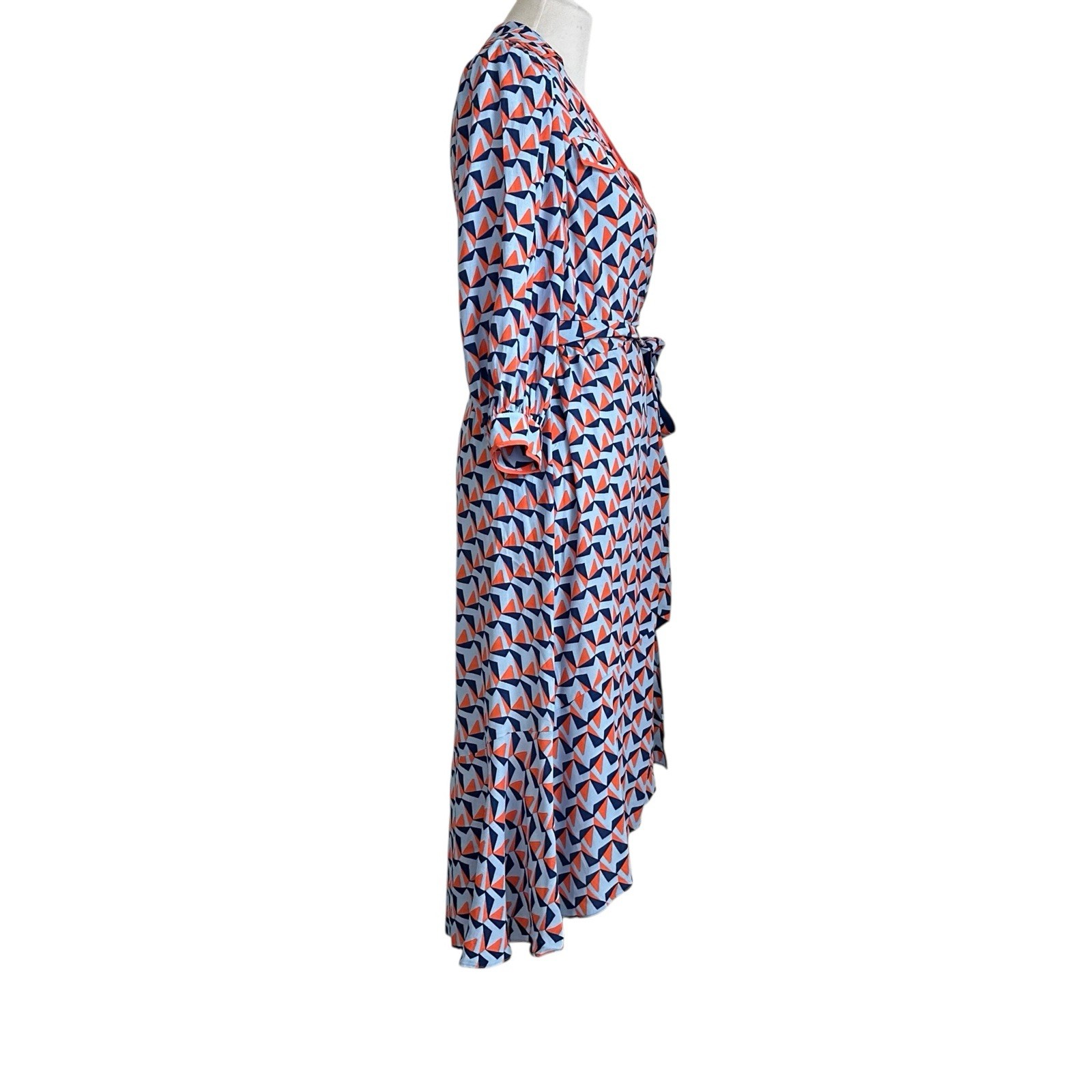 Diane Von Furstenburg Womens Ana Crepé Wrap Dress Sz 8 Geo Print 3/4 Sleeve